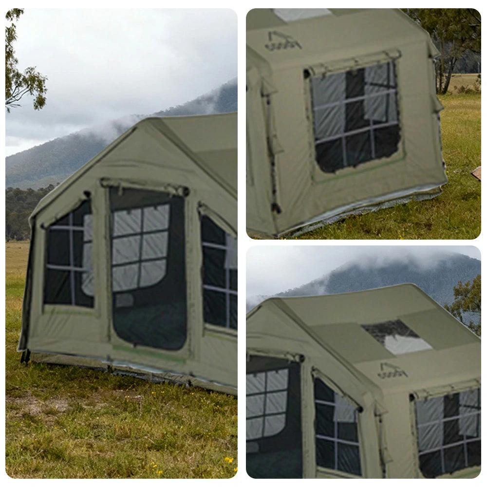 TREKKA Poly-Cotton Camping Tent - Durable Weather-Resistant Fabric, Large Panoramic Windows, Spacious Interior, Easy Setup - Army Green