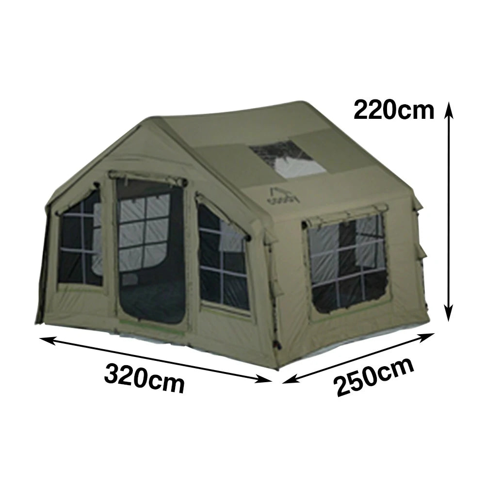 TREKKA Poly-Cotton Camping Tent - Durable Weather-Resistant Fabric, Large Panoramic Windows, Spacious Interior, Easy Setup - Army Green