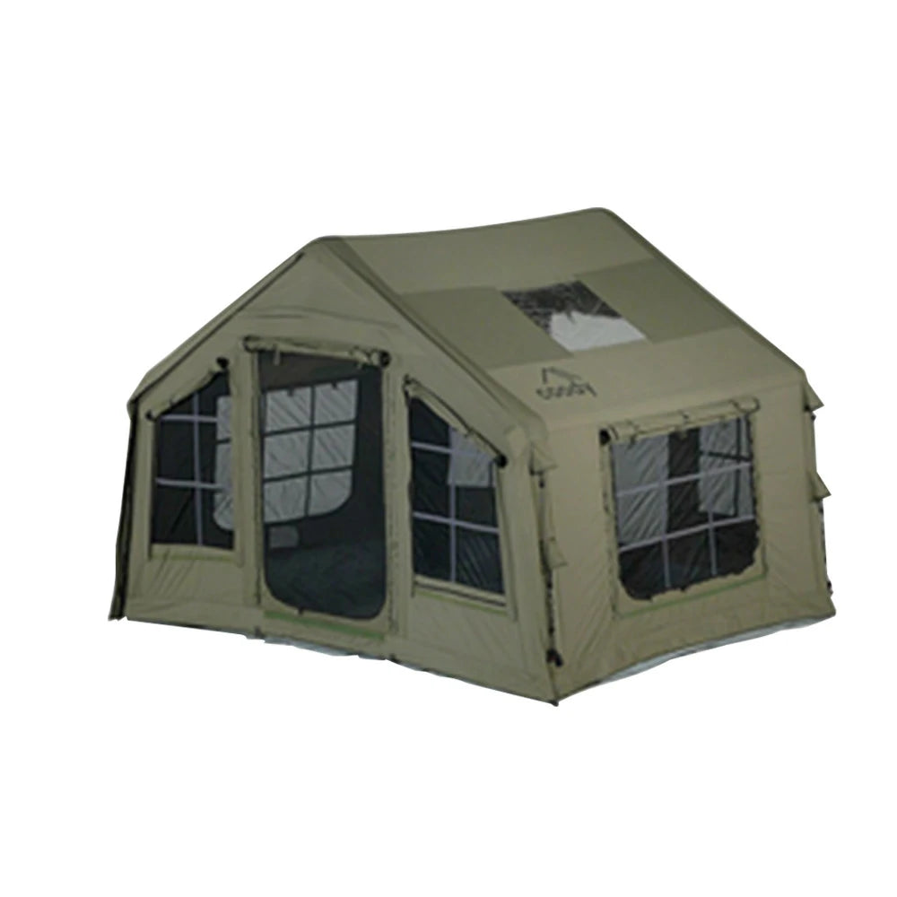 TREKKA Poly-Cotton Camping Tent - Durable Weather-Resistant Fabric, Large Panoramic Windows, Spacious Interior, Easy Setup - Army Green