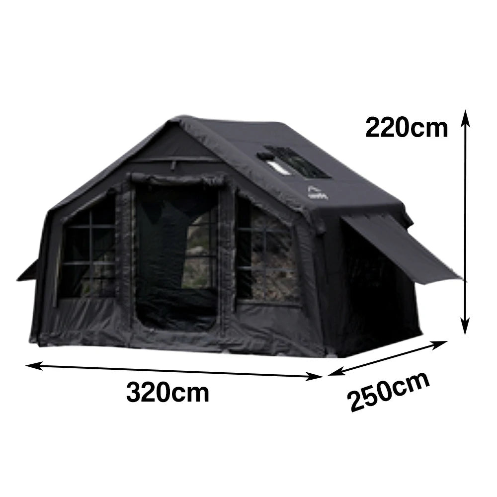 TREKKA Poly-Cotton Camping Tent - Durable Weather-Resistant Fabric, Large Panoramic Windows, Spacious Interior, Easy Setup - Black