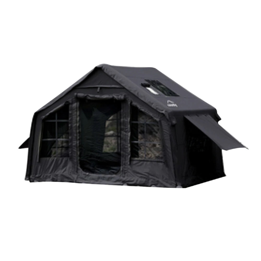 TREKKA Poly-Cotton Camping Tent - Durable Weather-Resistant Fabric, Large Panoramic Windows, Spacious Interior, Easy Setup - Black