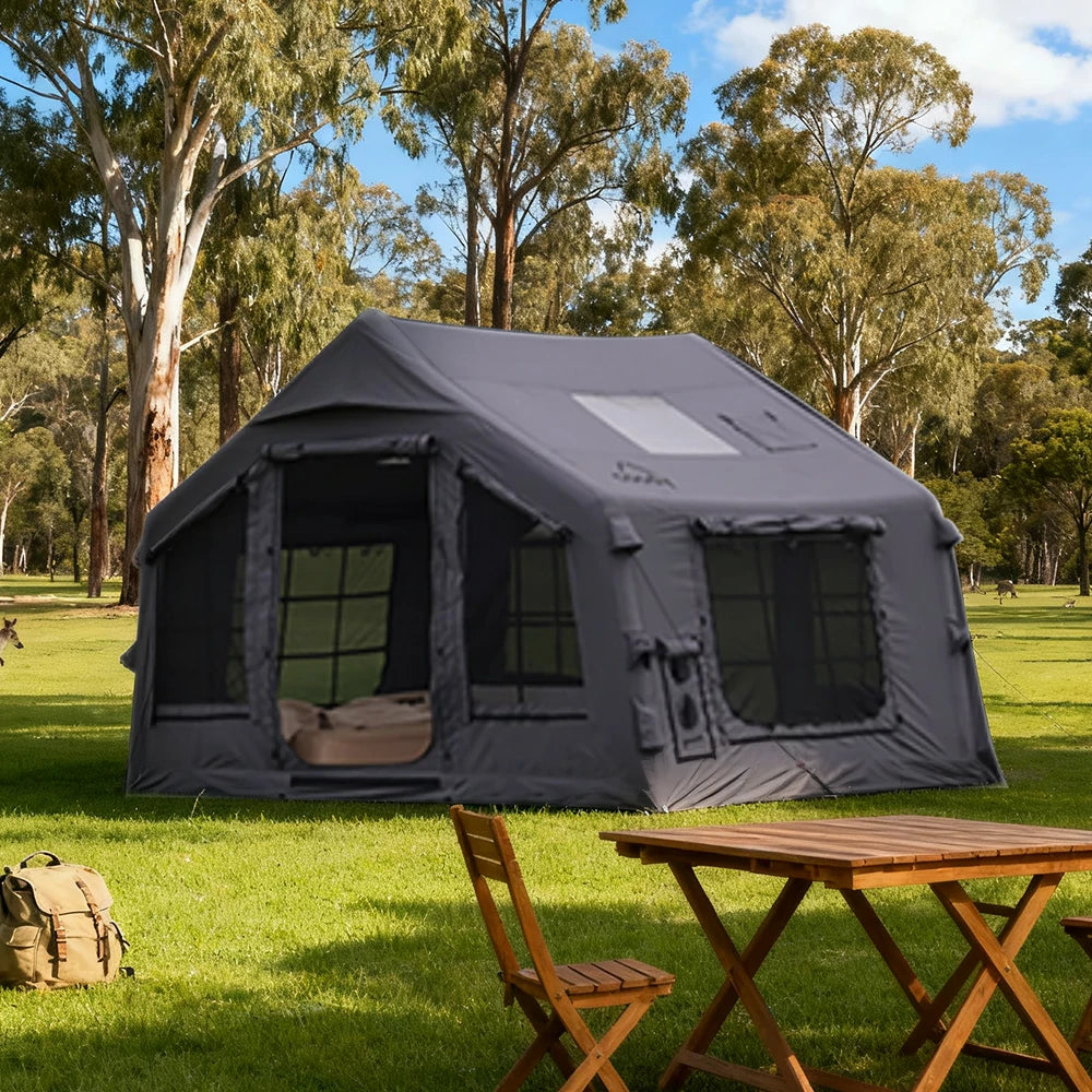TREKKA Poly-Cotton Camping Tent - Durable Weather-Resistant Fabric, Large Panoramic Windows, Spacious Interior, Easy Setup - Star Grey