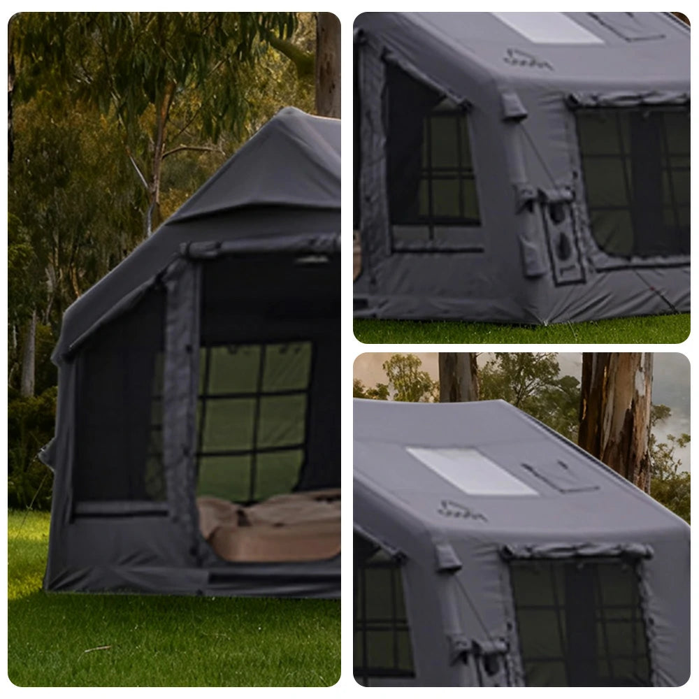 TREKKA Poly-Cotton Camping Tent - Durable Weather-Resistant Fabric, Large Panoramic Windows, Spacious Interior, Easy Setup - Star Grey