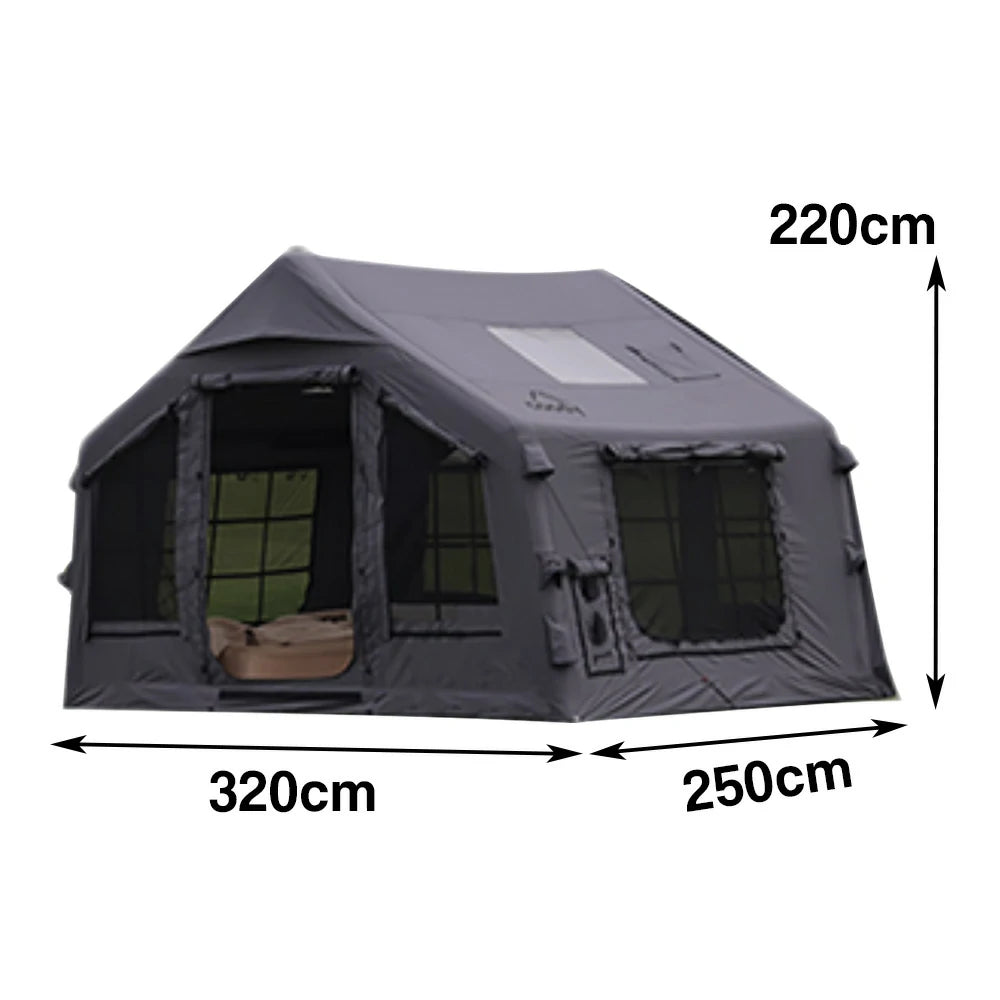 TREKKA Poly-Cotton Camping Tent - Durable Weather-Resistant Fabric, Large Panoramic Windows, Spacious Interior, Easy Setup - Star Grey