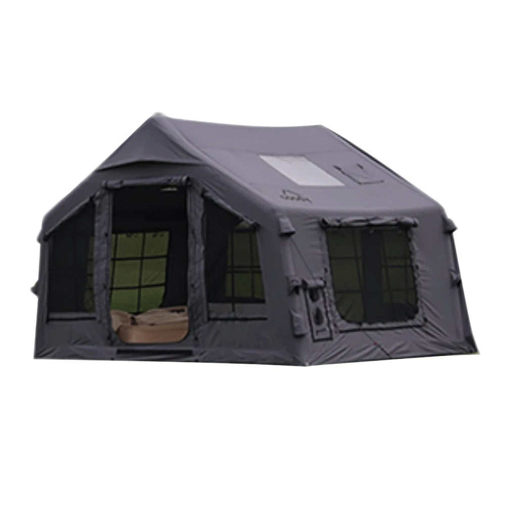 TREKKA Poly-Cotton Camping Tent - Durable Weather-Resistant Fabric, Large Panoramic Windows, Spacious Interior, Easy Setup - Star Grey