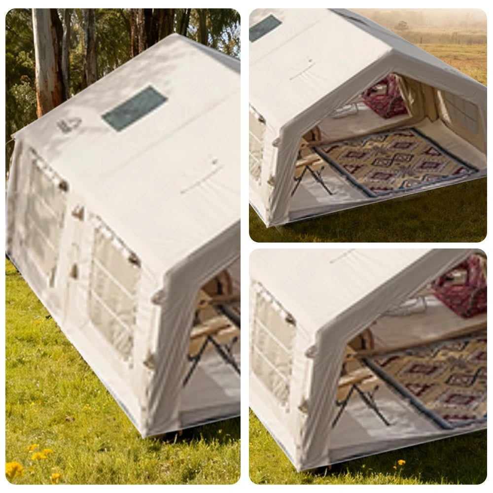 TREKKA 17.2 Square Meter Pro Camping Tent - Upgraded Poly-Cotton Fabric, Large Panoramic Windows, Spacious Interior, All-Season Outdoor Shelter - Off White