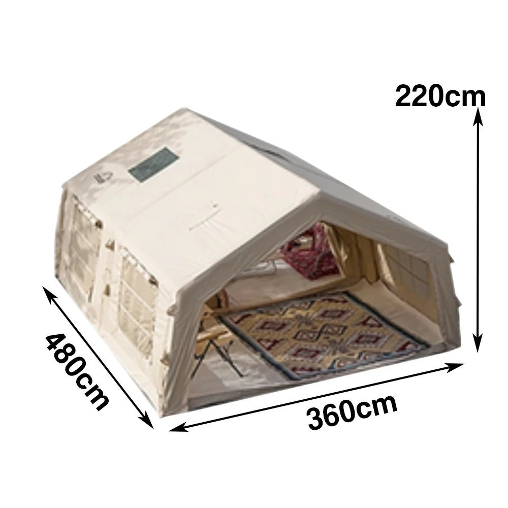 TREKKA 17.2 Square Meter Pro Camping Tent - Upgraded Poly-Cotton Fabric, Large Panoramic Windows, Spacious Interior, All-Season Outdoor Shelter - Off White