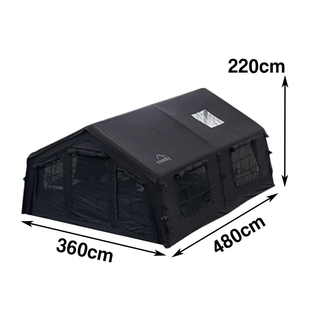 TREKKA 17.2 Square Meter Pro Camping Tent - Upgraded Poly-Cotton Fabric, Large Panoramic Windows, Spacious Interior, All-Season Outdoor Shelter - Black