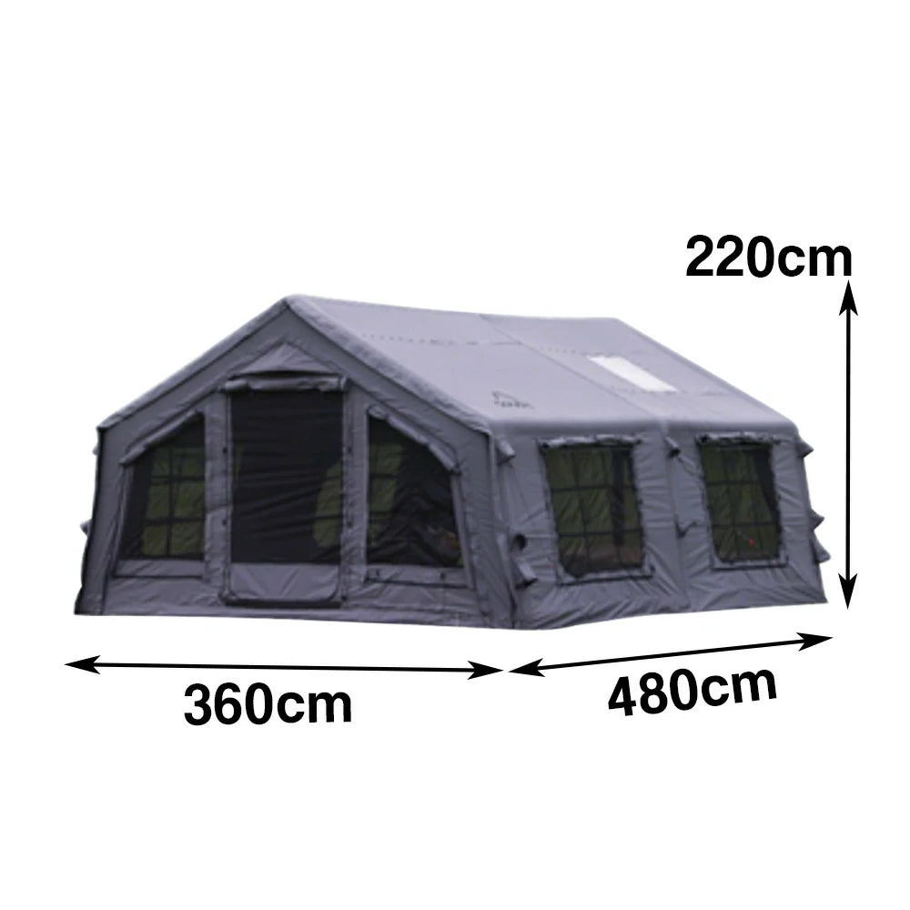 TREKKA 17.2 Square Meter Pro Camping Tent - Upgraded Poly-Cotton Fabric, Large Panoramic Windows, Spacious Interior, All-Season Outdoor Shelter - Grey
