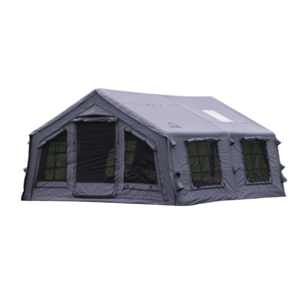 TREKKA 17.2 Square Meter Pro Camping Tent - Upgraded Poly-Cotton Fabric, Large Panoramic Windows, Spacious Interior, All-Season Outdoor Shelter - Grey