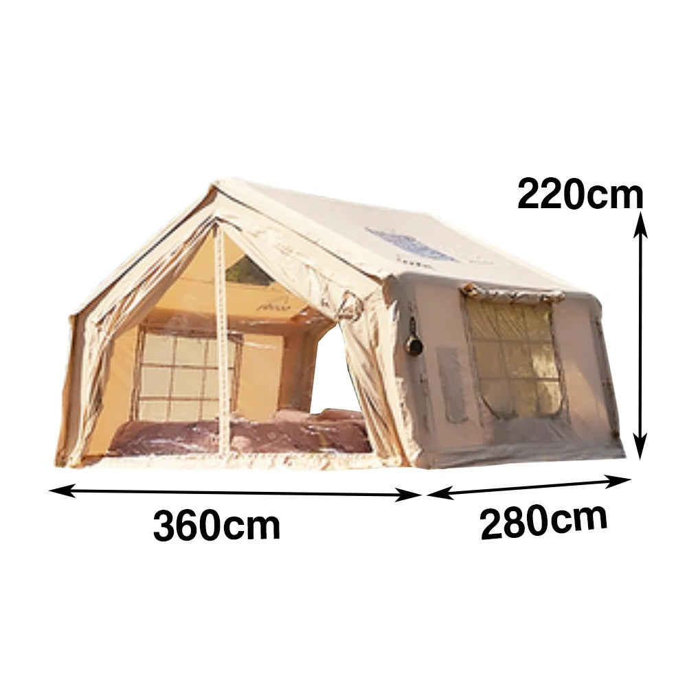 TREKKA 10 Square Meter Camping Tent - Durable Poly-Cotton Fabric, Panoramic TPU Windows, Spacious Interior, All-Season Outdoor Shelter - Golden Sand