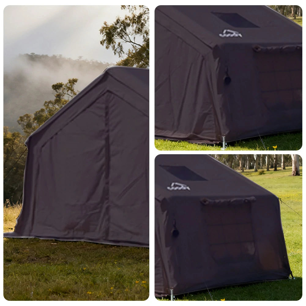 TREKKA 10 Square Meter Camping Tent - Durable Poly-Cotton Fabric, Panoramic TPU Windows, Spacious Interior, All-Season Outdoor Shelter - Black