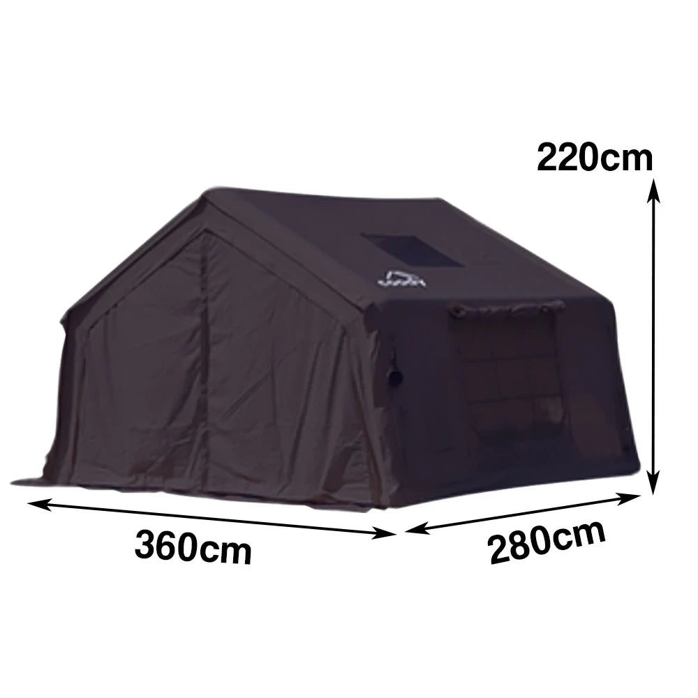 TREKKA 10 Square Meter Camping Tent - Durable Poly-Cotton Fabric, Panoramic TPU Windows, Spacious Interior, All-Season Outdoor Shelter - Black