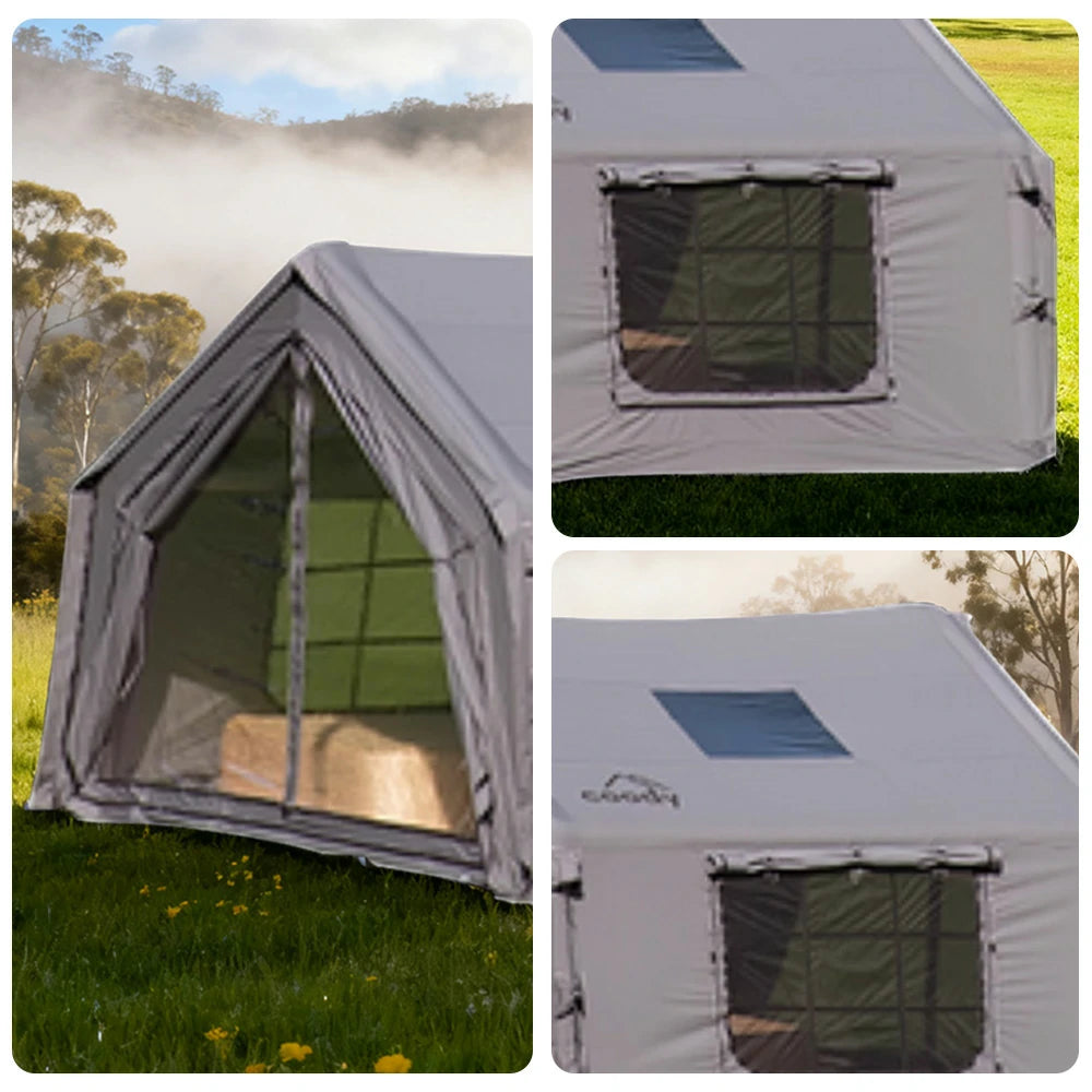 TREKKA 10 Square Meter Camping Tent - Durable Poly-Cotton Fabric, Panoramic TPU Windows, Spacious Interior, All-Season Outdoor Shelter - Grey