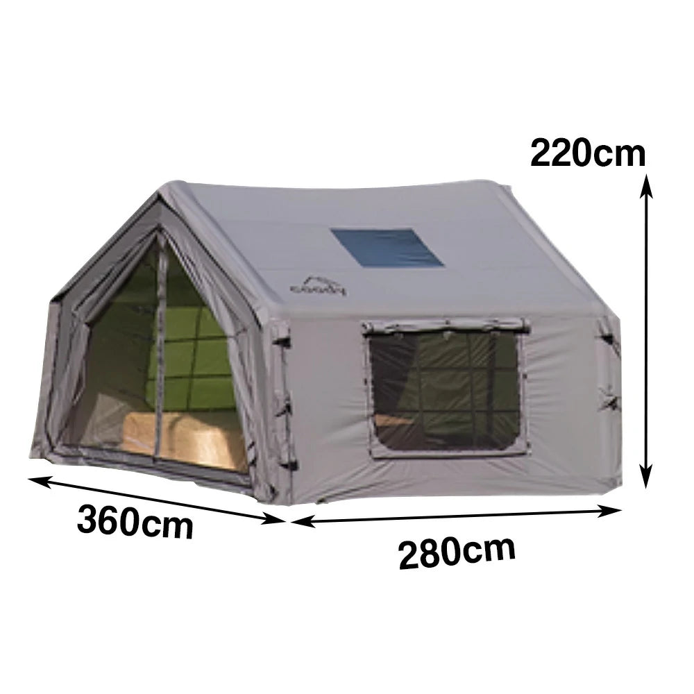 TREKKA 10 Square Meter Camping Tent - Durable Poly-Cotton Fabric, Panoramic TPU Windows, Spacious Interior, All-Season Outdoor Shelter - Grey