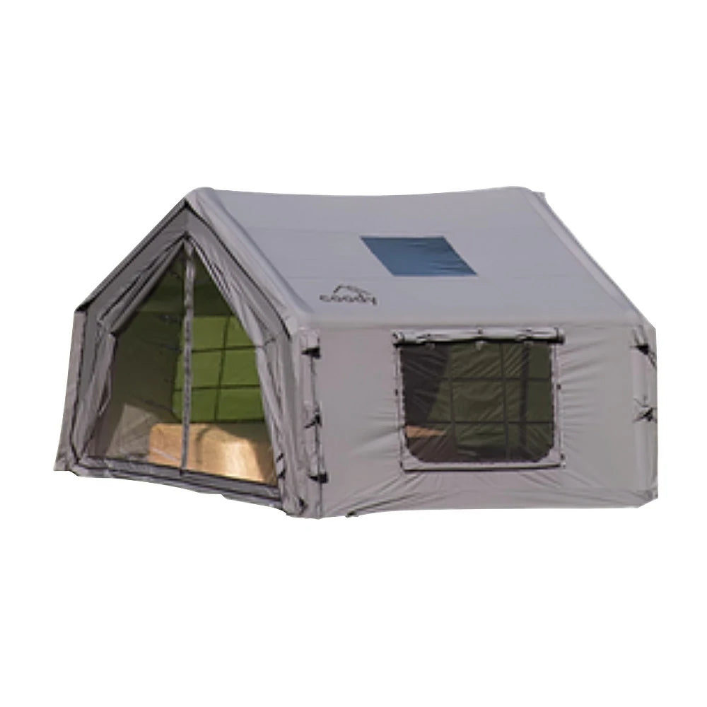 TREKKA 10 Square Meter Camping Tent - Durable Poly-Cotton Fabric, Panoramic TPU Windows, Spacious Interior, All-Season Outdoor Shelter - Grey