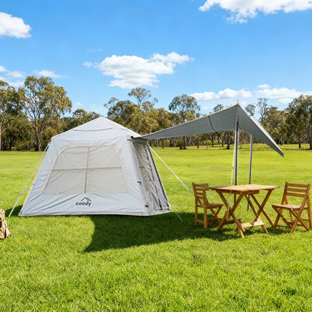 TREKKA 5.8 Square Meter Oxford Fabric Camping Tent - Durable Waterproof Material, Ventilated Windows, Compact & Spacious Design for Outdoor Use - White