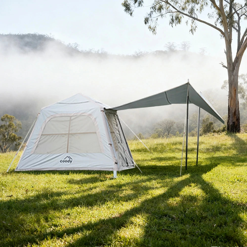 TREKKA 5.8 Square Meter Oxford Fabric Camping Tent - Durable Waterproof Material, Ventilated Windows, Compact & Spacious Design for Outdoor Use - White