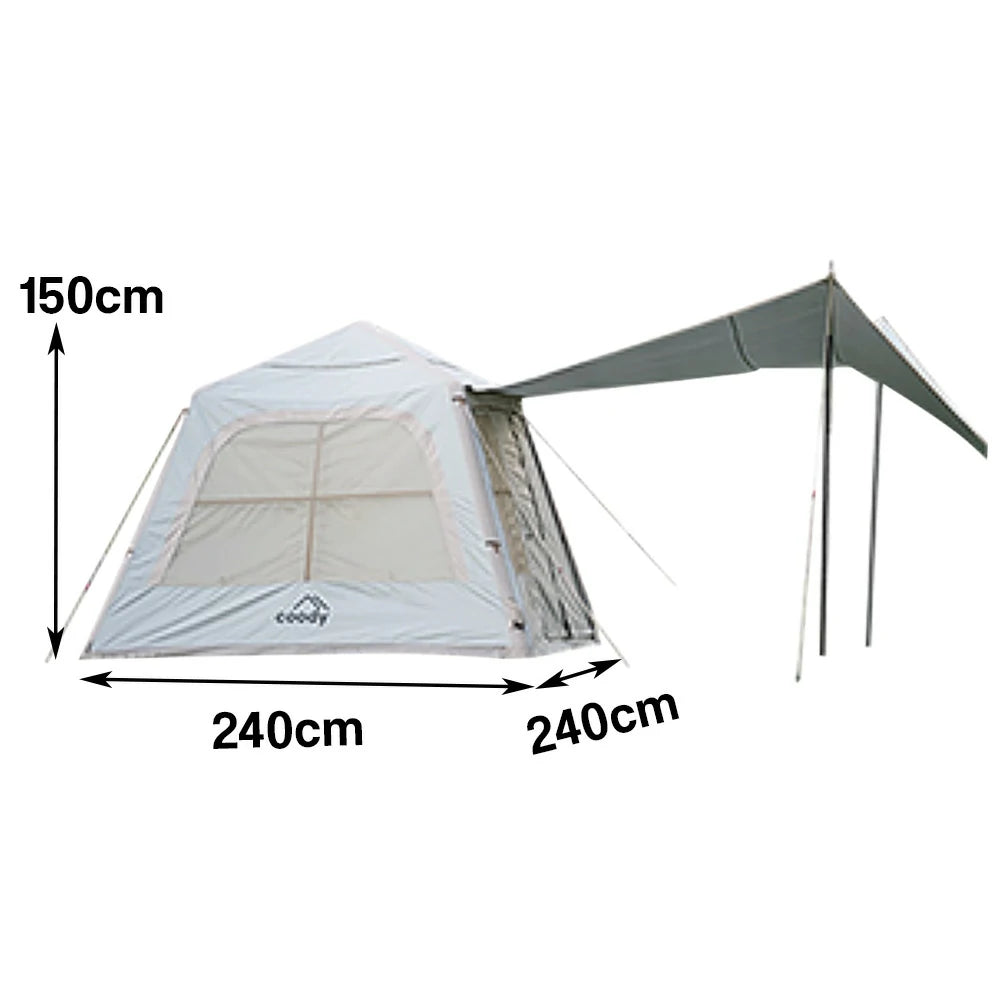 TREKKA 5.8 Square Meter Oxford Fabric Camping Tent - Durable Waterproof Material, Ventilated Windows, Compact & Spacious Design for Outdoor Use - White