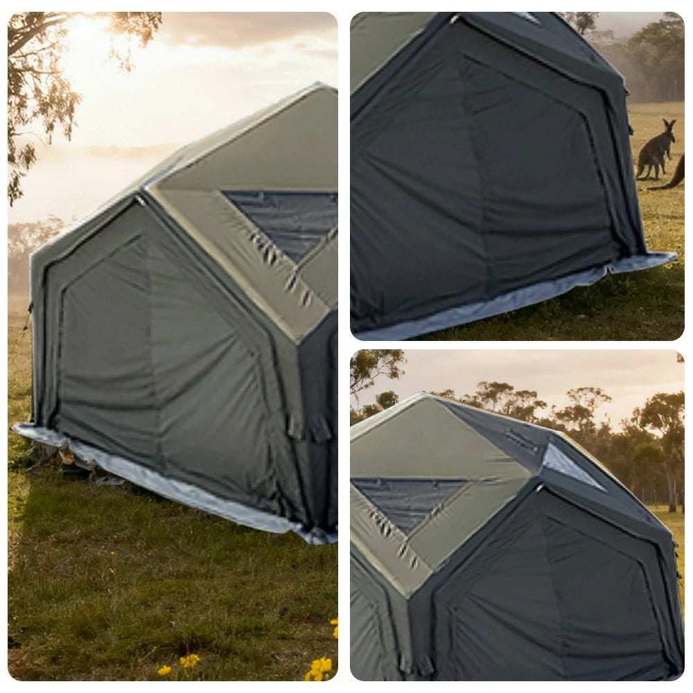 TREKKA 13 Square Meter Hub Station Camping Tent - Multi-Side Expandable Design, Panoramic Mesh Windows, Spacious All-Season Shelter - Army Green