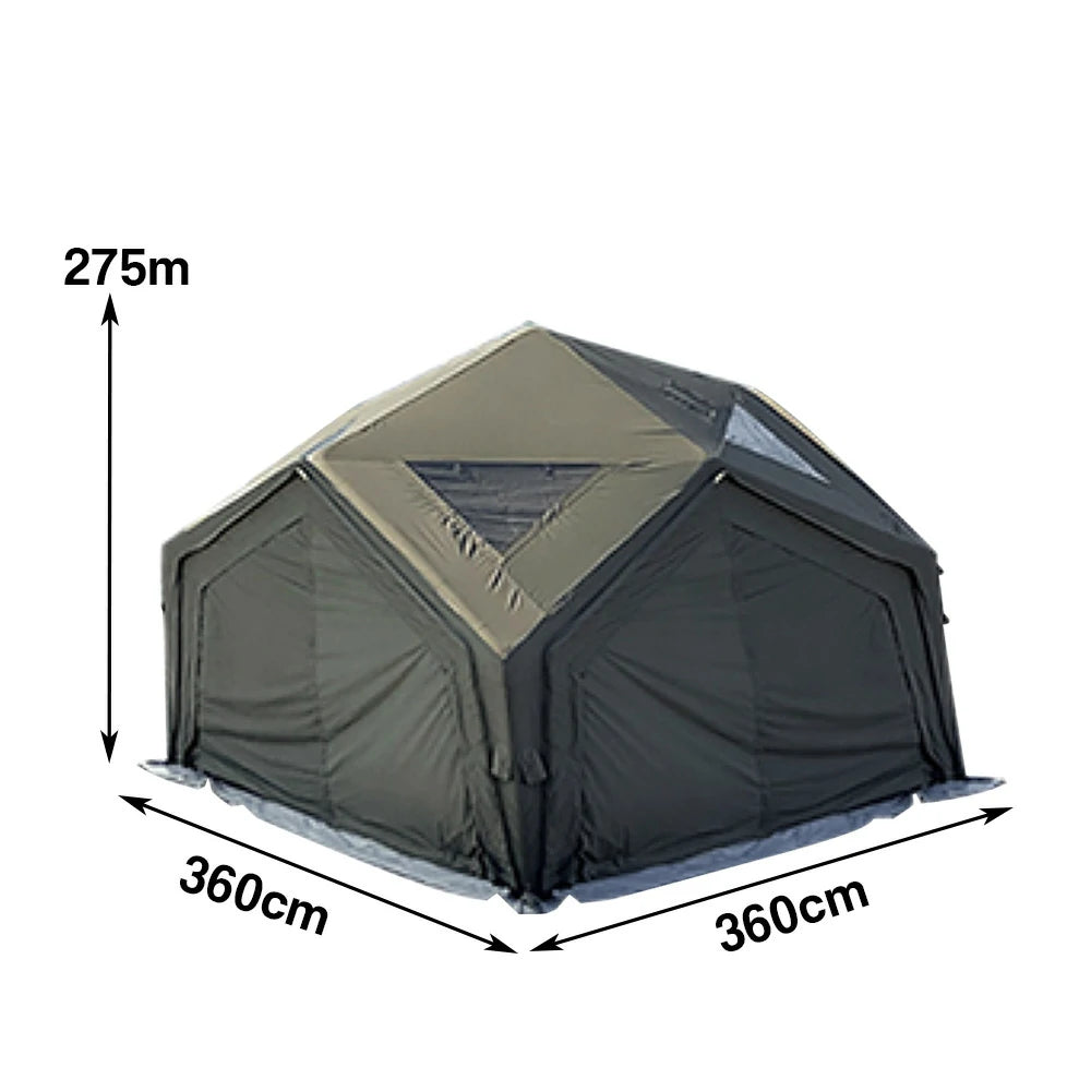TREKKA 13 Square Meter Hub Station Camping Tent - Multi-Side Expandable Design, Panoramic Mesh Windows, Spacious All-Season Shelter - Army Green