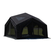 TREKKA 13 Square Meter Hub Station Camping Tent - Multi-Side Expandable Design, Panoramic Mesh Windows, Spacious All-Season Shelter - Black