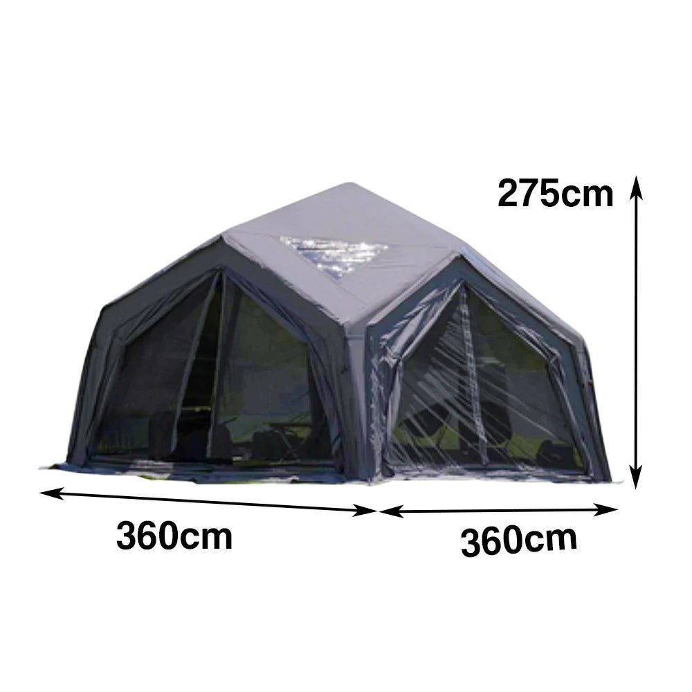 TREKKA 13 Square Meter Hub Station Camping Tent - Multi-Side Expandable Design, Panoramic Mesh Windows, Spacious All-Season Shelter - Grey