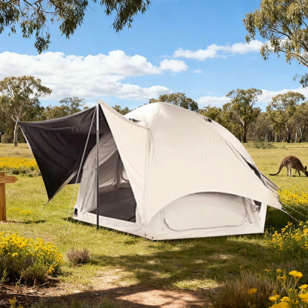 TREKKA Dome Camping Tent - Durable Weather-Resistant Fabric, Panoramic Ventilation Windows, Easy Inflatable Setup, Includes Rolling Carry Bag - Off White
