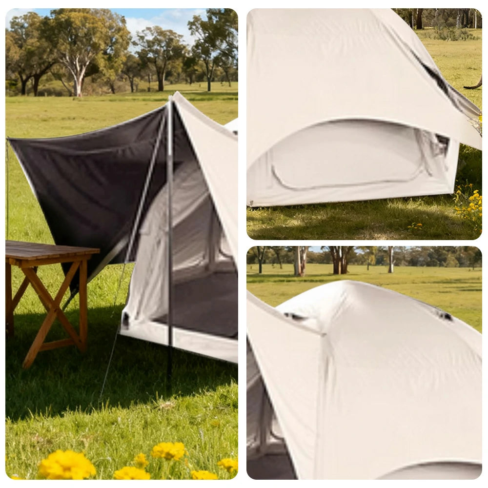 TREKKA Dome Camping Tent - Durable Weather-Resistant Fabric, Panoramic Ventilation Windows, Easy Inflatable Setup, Includes Rolling Carry Bag - Off White