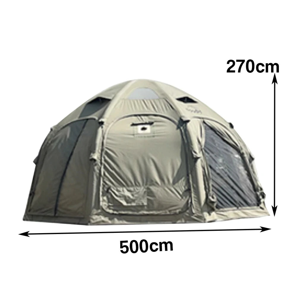 TREKKA Dome Camping Tent - Durable Weather-Resistant Fabric, Panoramic Ventilation Windows, Easy Inflatable Setup, Includes Rolling Carry Bag - Army Green