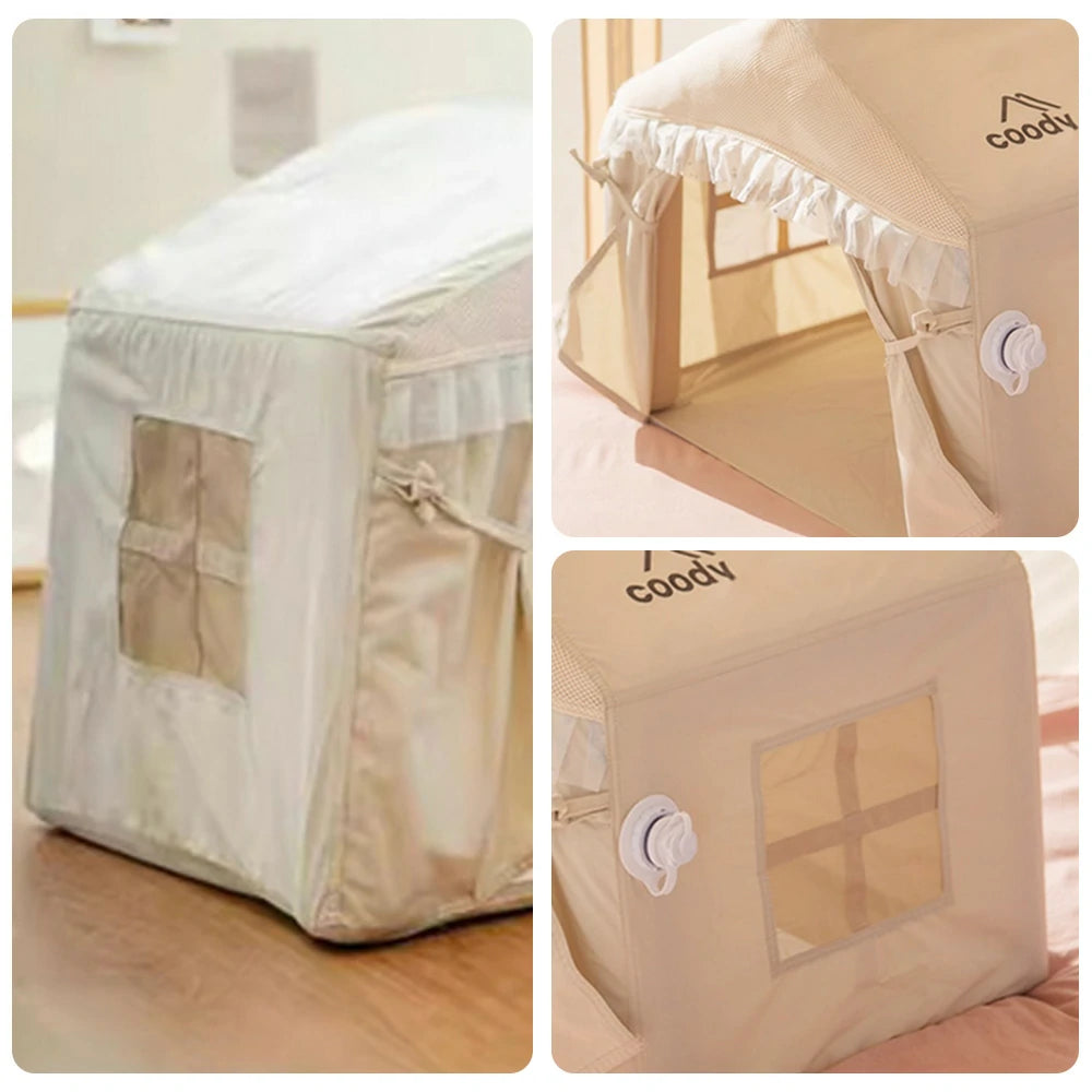 TREKKA Inflatable Pet Tent - Quick-Inflate PVC Air Columns, Removable Washable Fabric, Breathable Mesh Windows, Lightweight Indoor & Outdoor Use - Beige