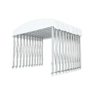 TREKKA Outdoor Retractable Canopy Tent - 5/7/8m Heavy-Duty Telescopic Frame with Lockable Wheels, Waterproof & UV-Resistant Fabric, Space-Saving Design - White