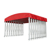 TREKKA Outdoor Retractable Canopy Tent - 5/7/8m Heavy-Duty Telescopic Frame with Lockable Wheels, Waterproof & UV-Resistant Fabric, Space-Saving Design - Red