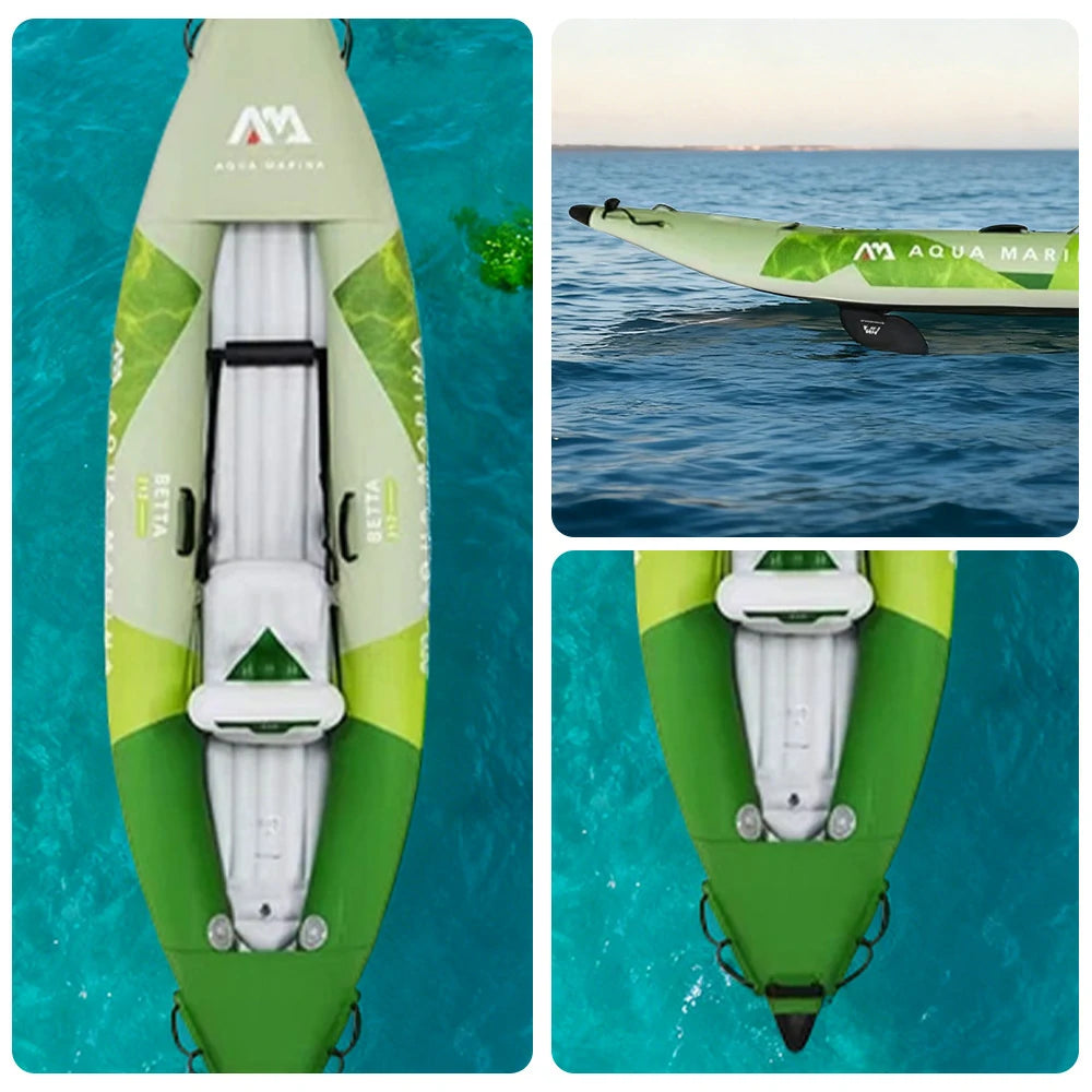 TREKKA 312/412/475cm Inflatable Kayak Durable PVC Multi-Chamber Design Splash-Proof Bow Removable Seat Ideal for Fishing & Recreation