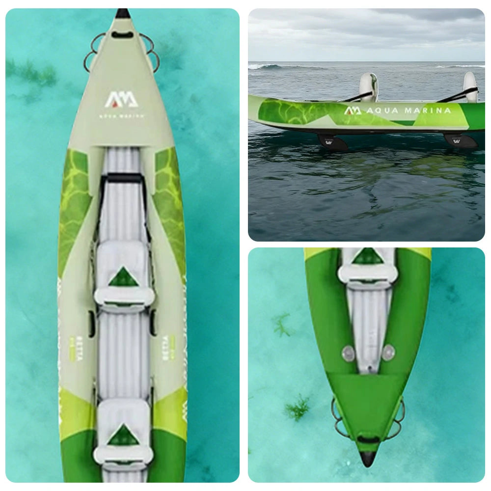 TREKKA 312/412/475cm Inflatable Kayak Durable PVC Multi-Chamber Design Splash-Proof Bow Removable Seat Ideal for Fishing & Recreation