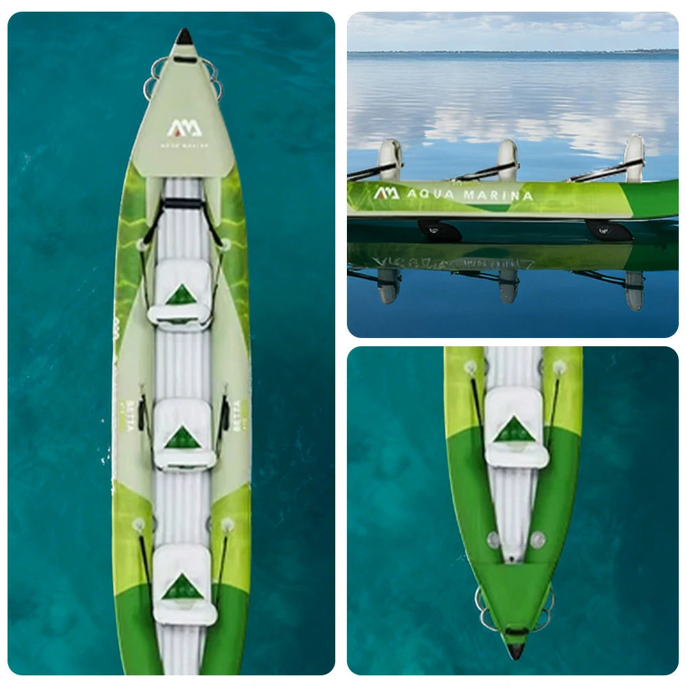 TREKKA 312/412/475cm Inflatable Kayak Durable PVC Multi-Chamber Design Splash-Proof Bow Removable Seat Ideal for Fishing & Recreation