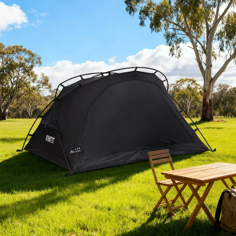 TREKKA Lightweight Backpacking Tent - Teflon Flame-Retardant Ripstop Fabric, Waterproof, Stable Aluminum Poles - Black