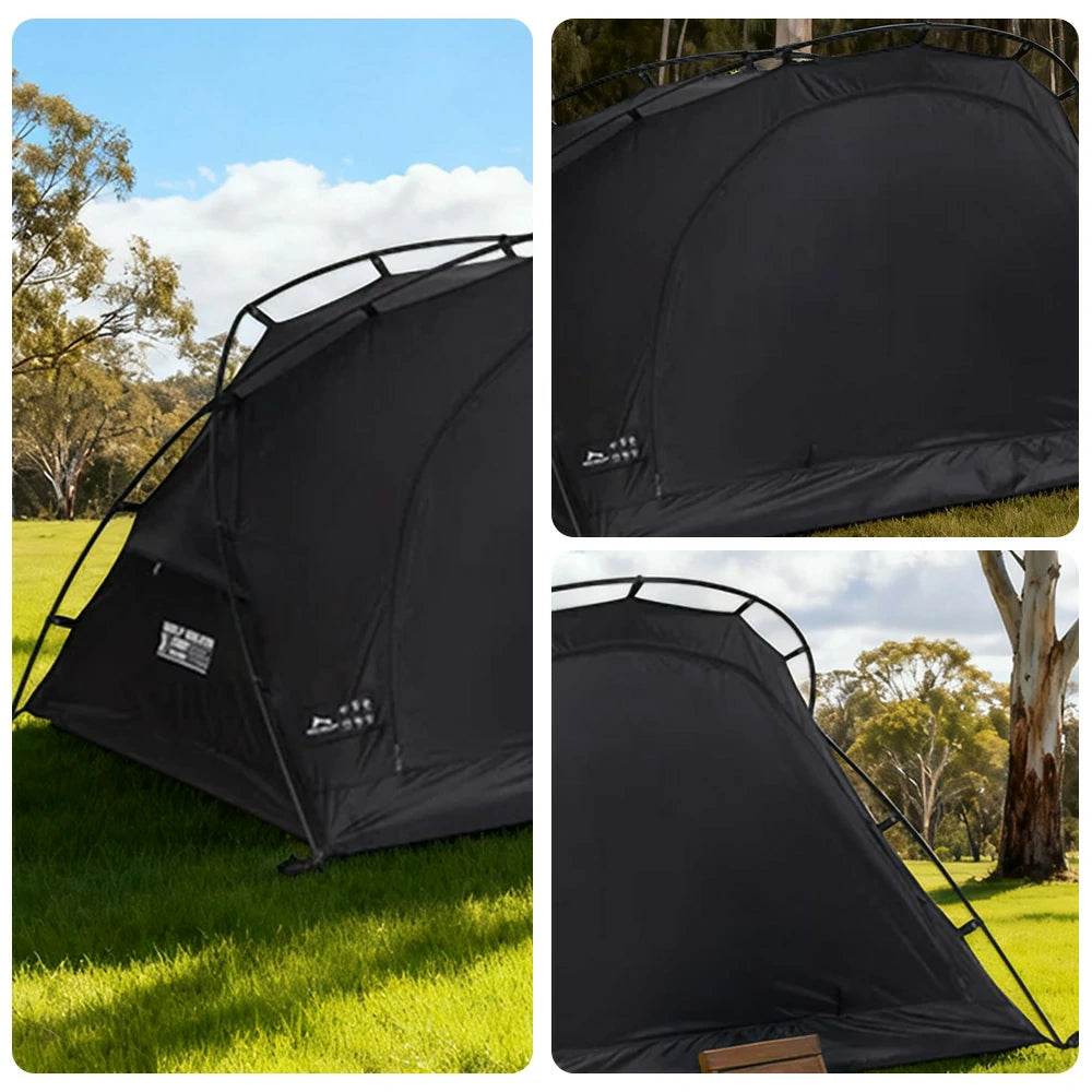 TREKKA Lightweight Backpacking Tent - Teflon Flame-Retardant Ripstop Fabric, Waterproof, Stable Aluminum Poles - Black