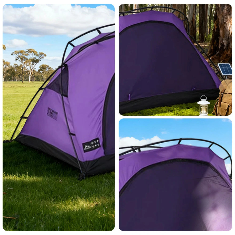 TREKKA Lightweight Backpacking Tent - Teflon Flame-Retardant Ripstop Fabric, Waterproof, Stable Aluminum Poles - Purple
