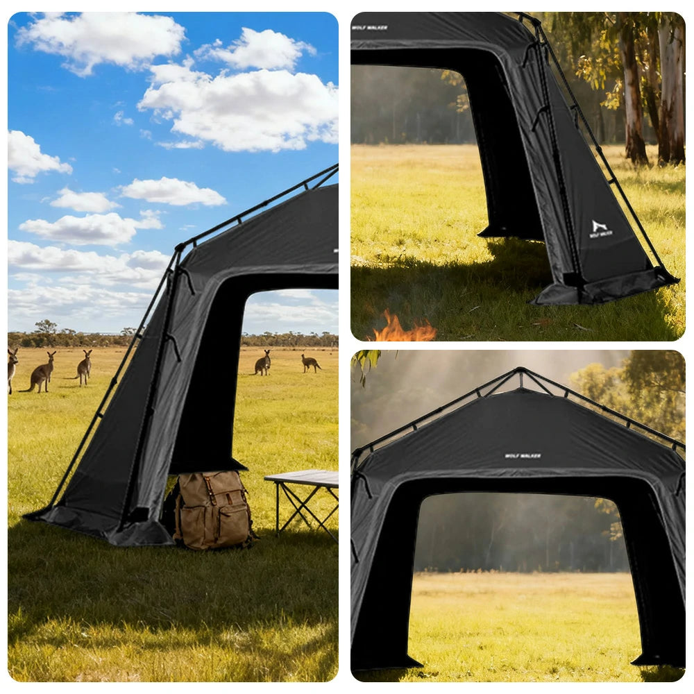 TREKKA Auto-Open Large Camping Canopy Tent - Ripstop Oxford Fabric, Quick Setup, Heavy-Duty Steel Frame, Spacious Outdoor Shelter - Black