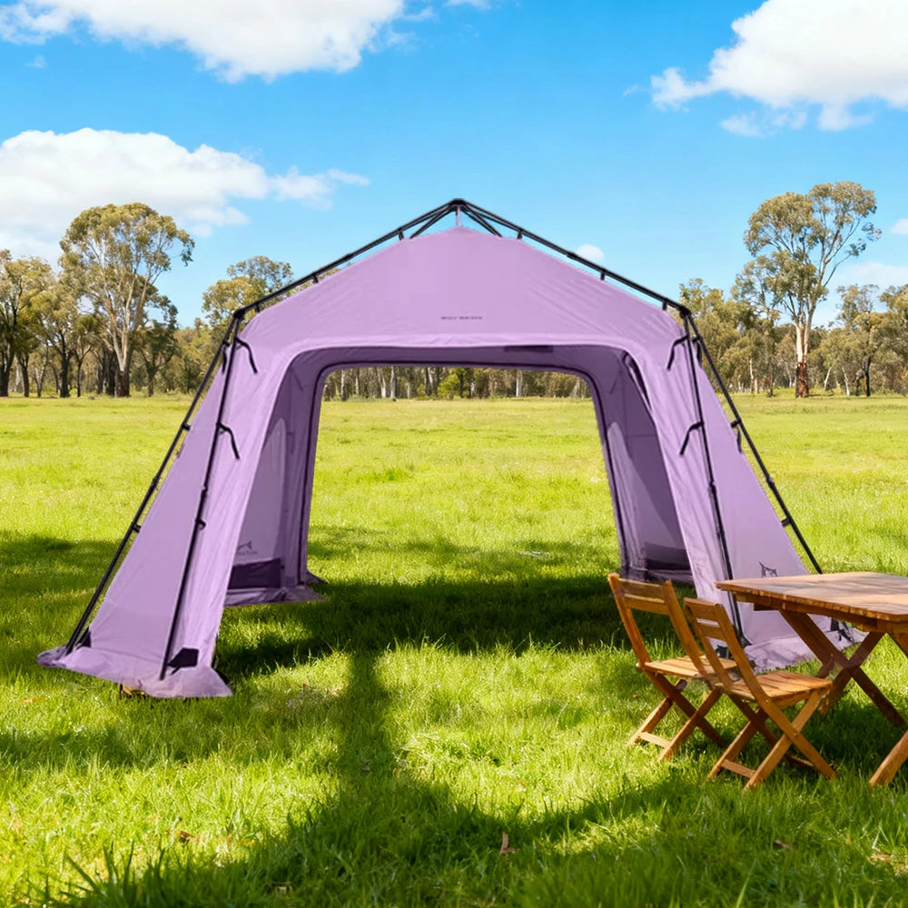 TREKKA Auto-Open Large Camping Canopy Tent - Ripstop Oxford Fabric, Quick Setup, Heavy-Duty Steel Frame, Spacious Outdoor Shelter - Pink