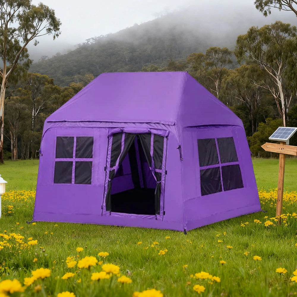 TREKKA Inflatable Cabin Camping Tent - Fast Setup, Air-Beam Structure, Blackout Fabric, Spacious Family Shelter - Purple