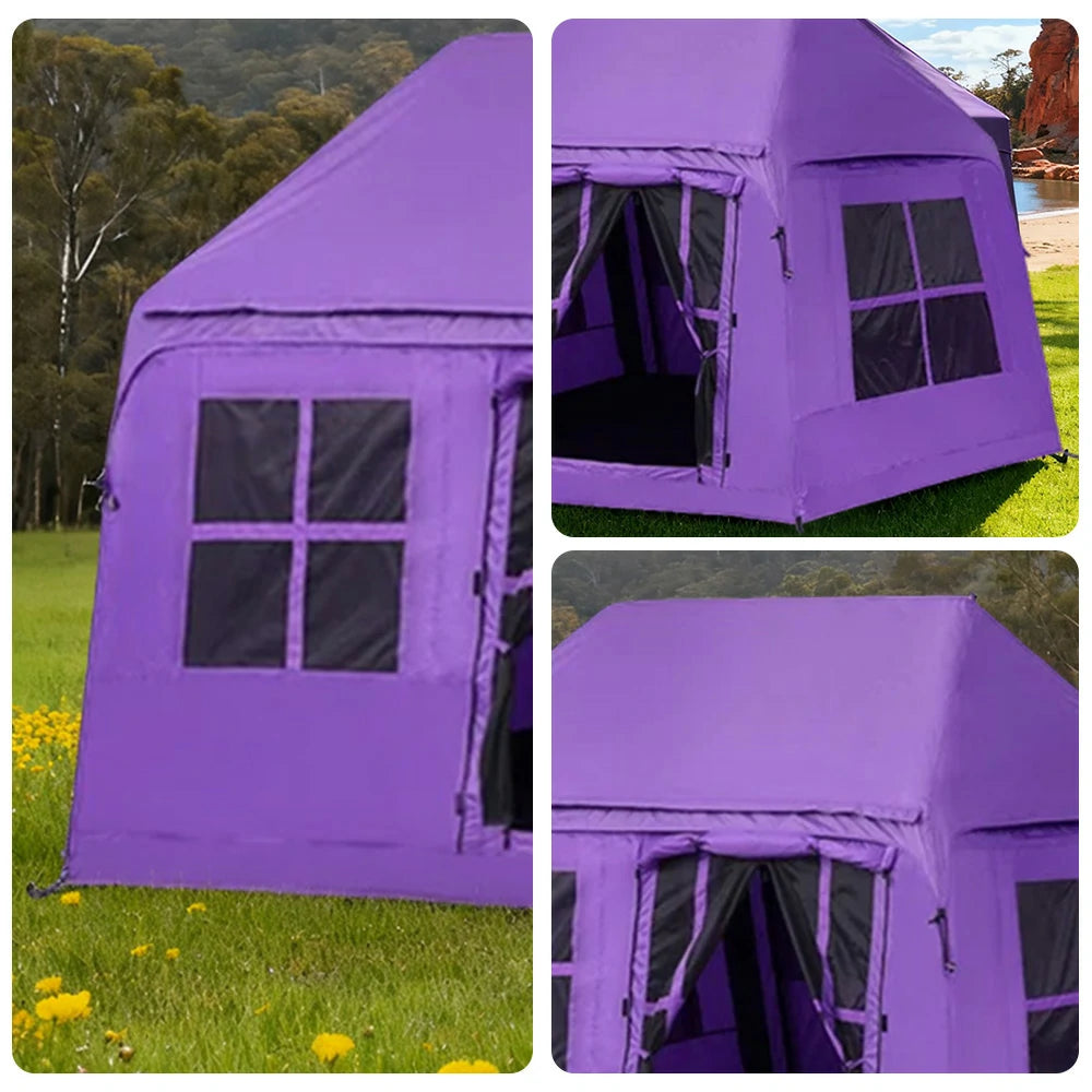 TREKKA Inflatable Cabin Camping Tent - Fast Setup, Air-Beam Structure, Blackout Fabric, Spacious Family Shelter - Purple
