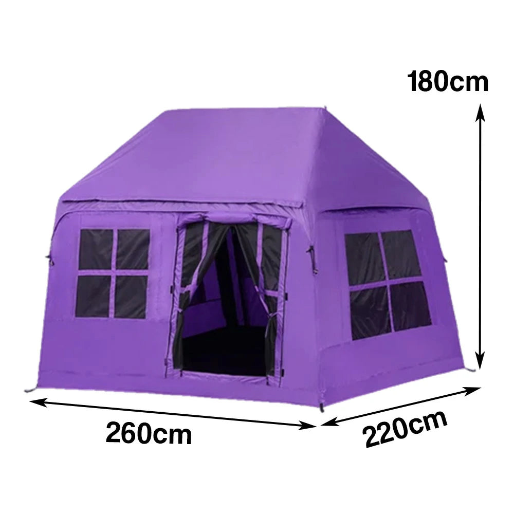 TREKKA Inflatable Cabin Camping Tent - Fast Setup, Air-Beam Structure, Blackout Fabric, Spacious Family Shelter - Purple