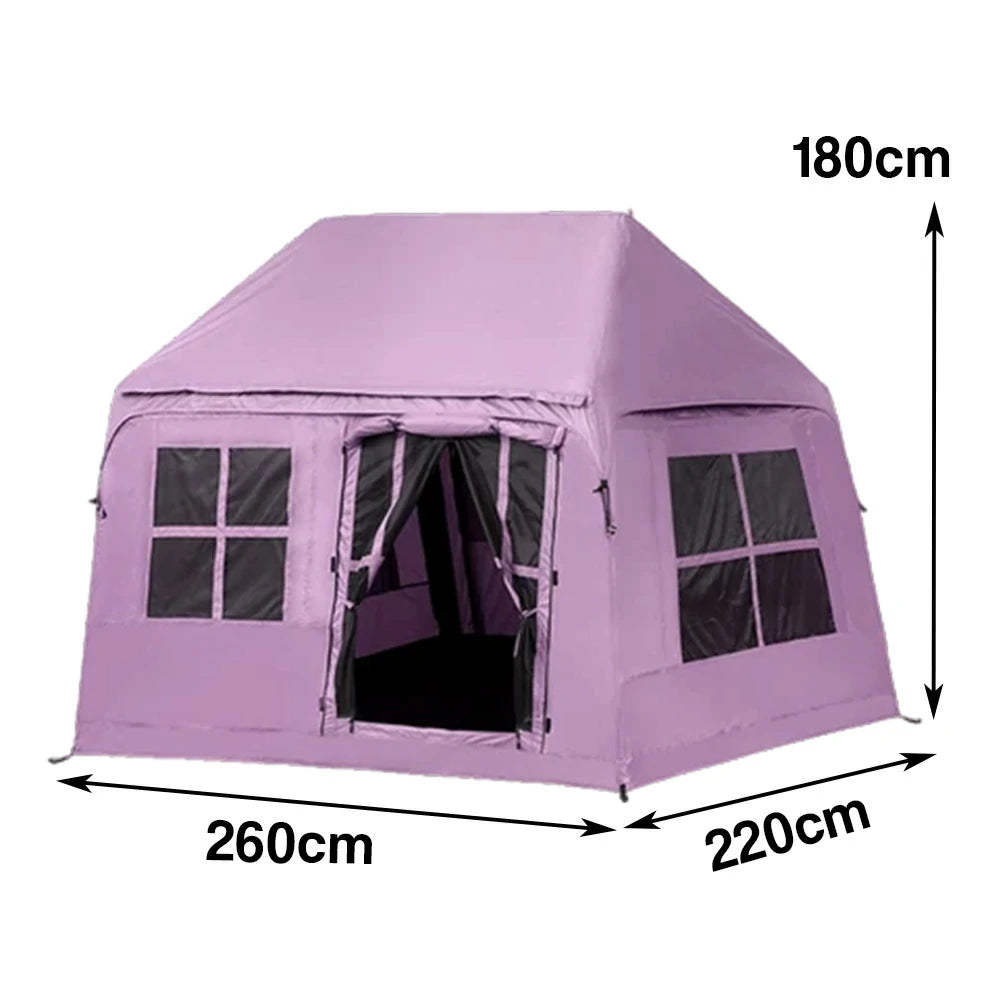 TREKKA Inflatable Cabin Camping Tent - Fast Setup, Air-Beam Structure, Blackout Fabric, Spacious Family Shelter - Pink