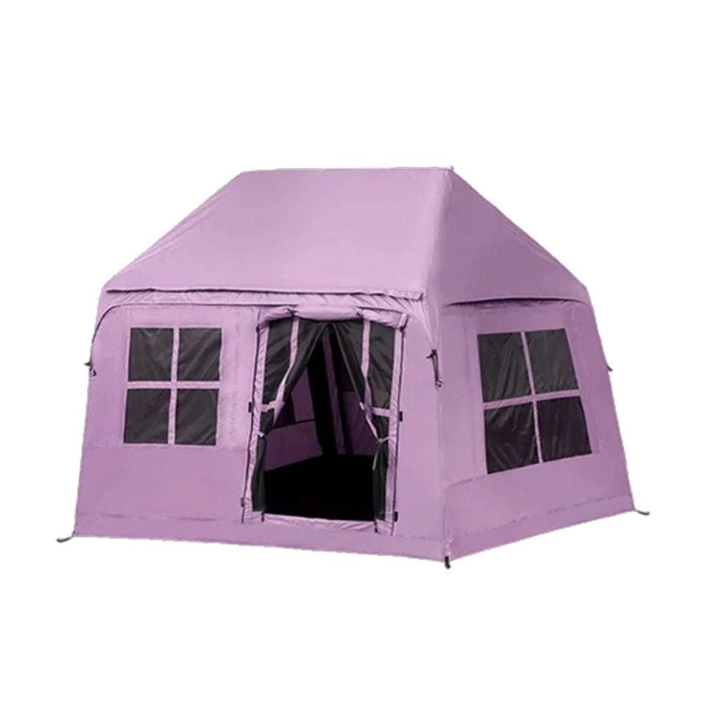 TREKKA Inflatable Cabin Camping Tent - Fast Setup, Air-Beam Structure, Blackout Fabric, Spacious Family Shelter - Pink