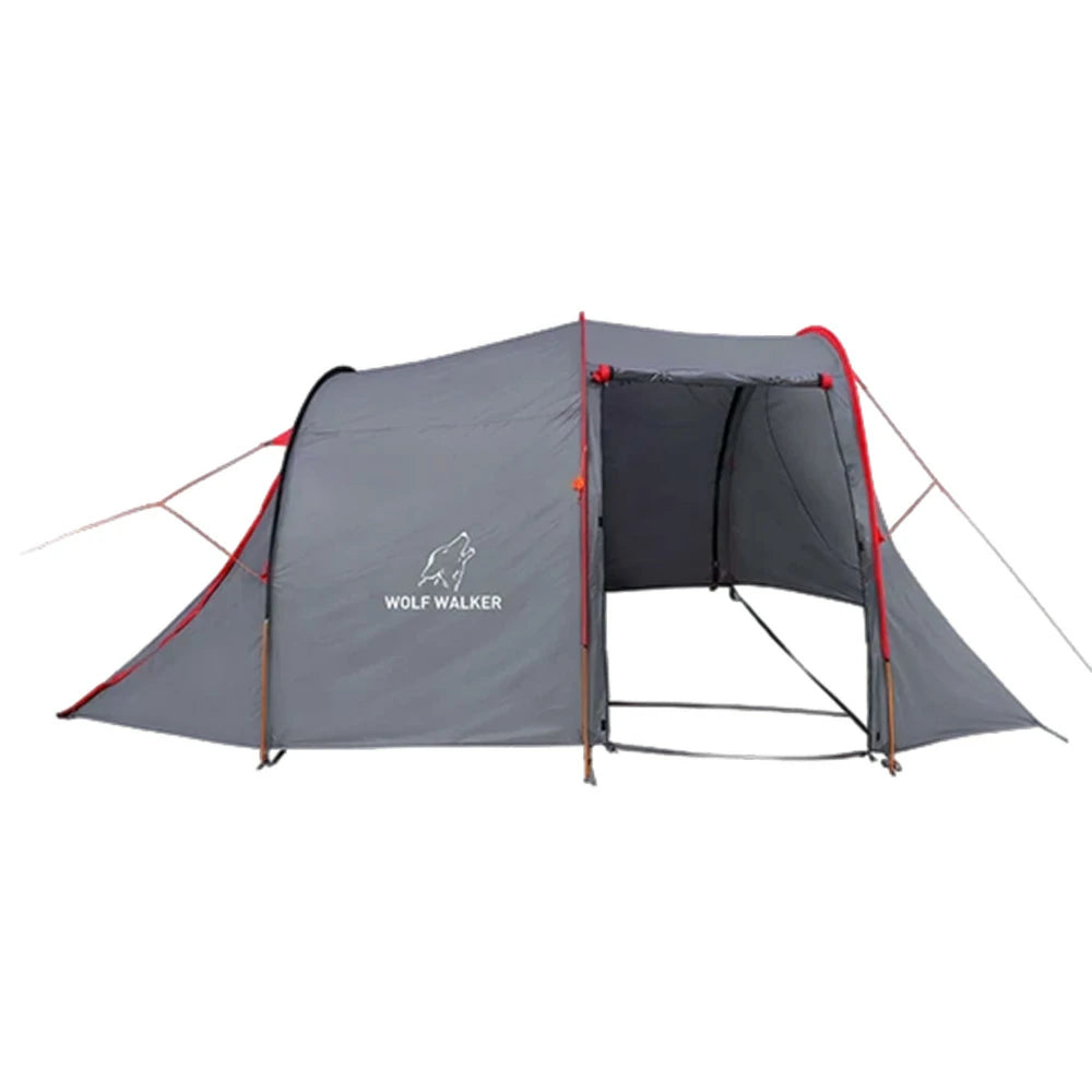 TREKKA Motorcycle Camping Tent with Extended Front Garage - Waterproof, Wind-Resistant, Spacious Touring Shelter - Grey