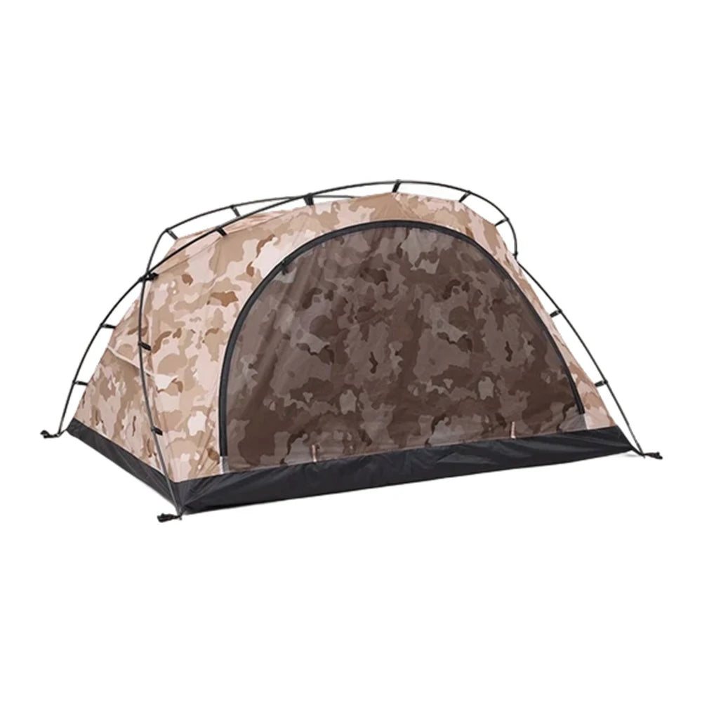 TREKKA Kangaroo-Style Camping Tent - Spacious Front Vestibule, Windproof & Waterproof, Stable Freestanding Shelter for 2 Person - Yellow Camo