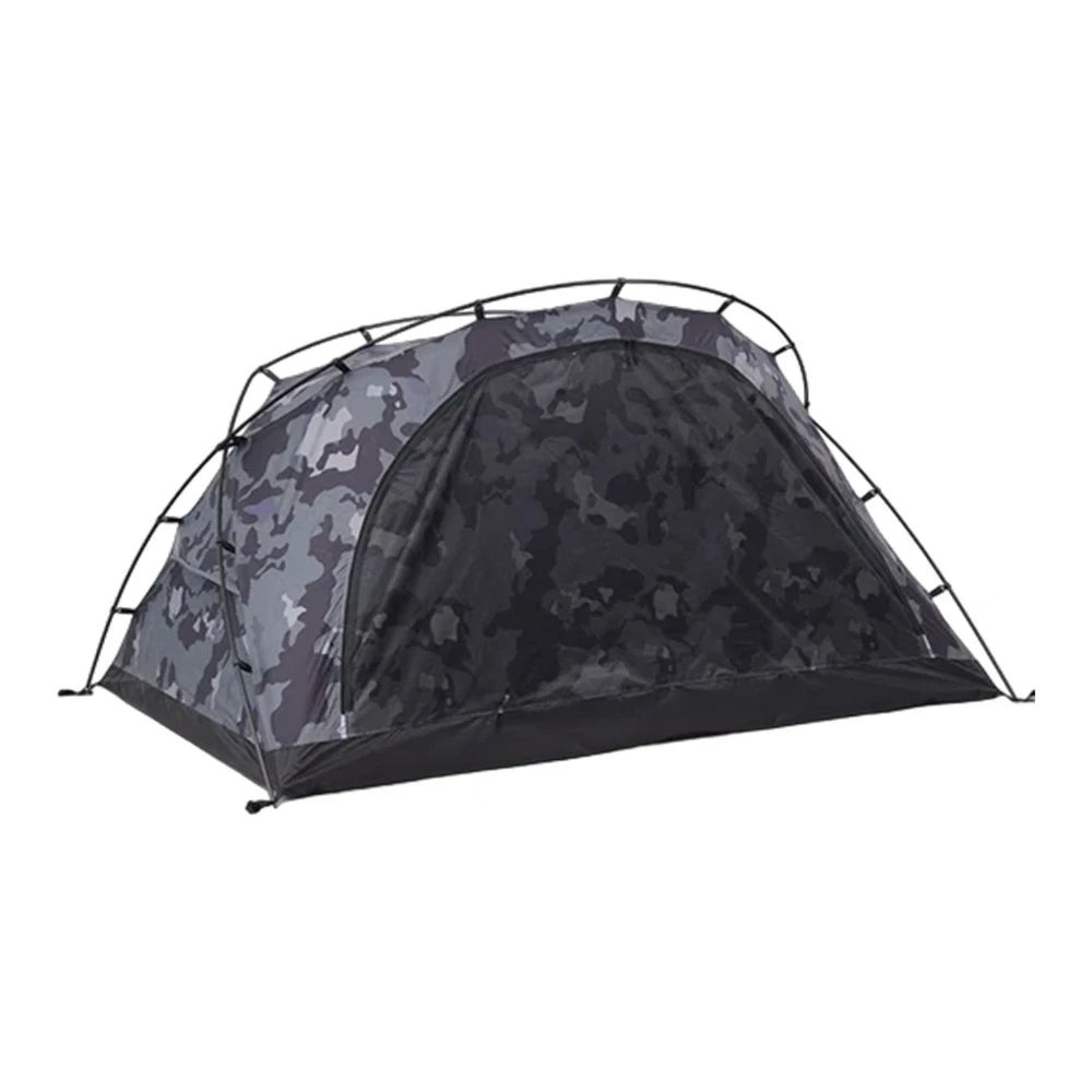 TREKKA Kangaroo-Style Camping Tent - Spacious Front Vestibule, Windproof & Waterproof, Stable Freestanding Shelter for 2 Person - Grey Camo