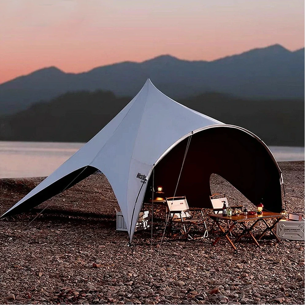 TREKKA Outdoor Sun Shelter Canopy - UV-Resistant Blackout Coating, Wide Shading Coverage, Stable Multi-Point Support - Fog White